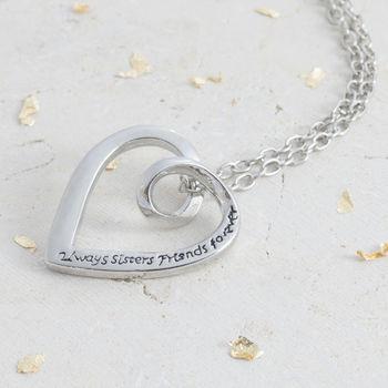 Sisters Silver Plated Pendant Necklace